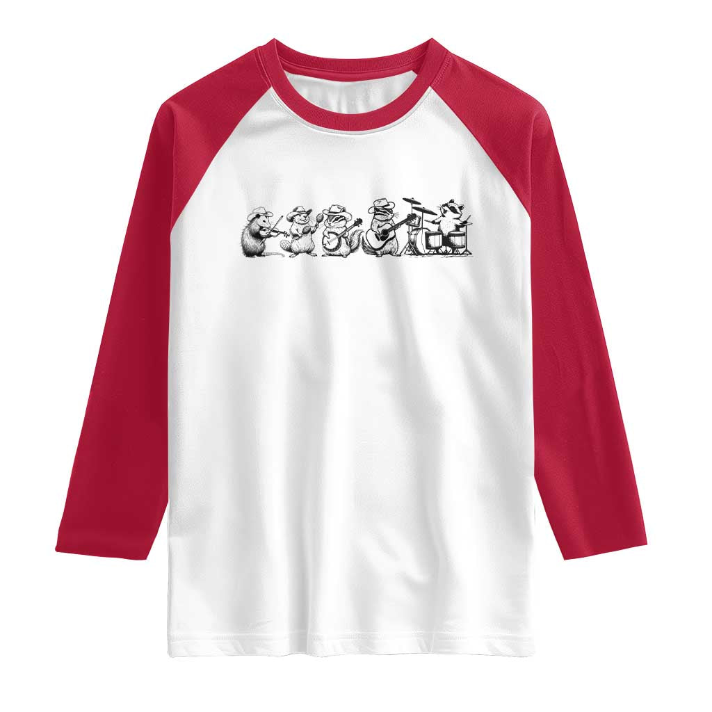 Animal Band Raglan Shirt Funny Forest Animals Playing Instruments Vintage Music Lovers - Wonder Print Shop