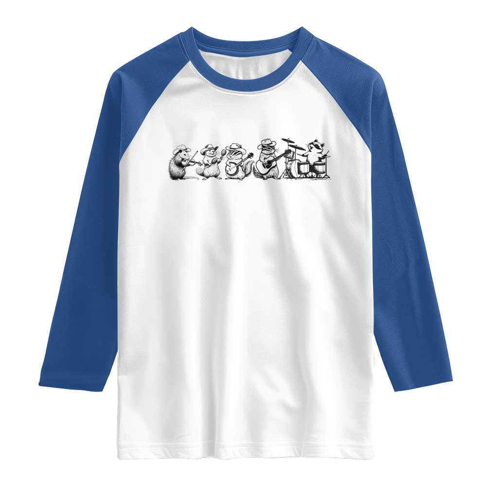 Animal Band Raglan Shirt Funny Forest Animals Playing Instruments Vintage Music Lovers - Wonder Print Shop