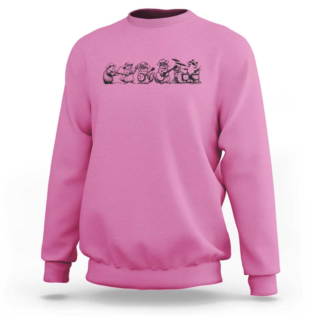 Animal Band Sweatshirt Funny Forest Animals Playing Instruments Vintage Music Lovers - Wonder Print Shop