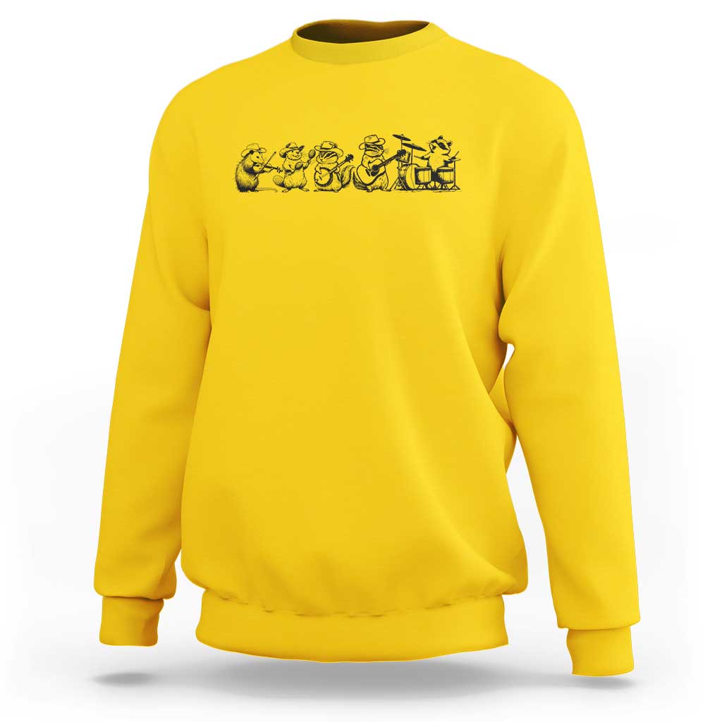 Animal Band Sweatshirt Funny Forest Animals Playing Instruments Vintage Music Lovers - Wonder Print Shop