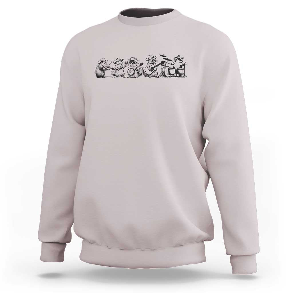 Animal Band Sweatshirt Funny Forest Animals Playing Instruments Vintage Music Lovers - Wonder Print Shop