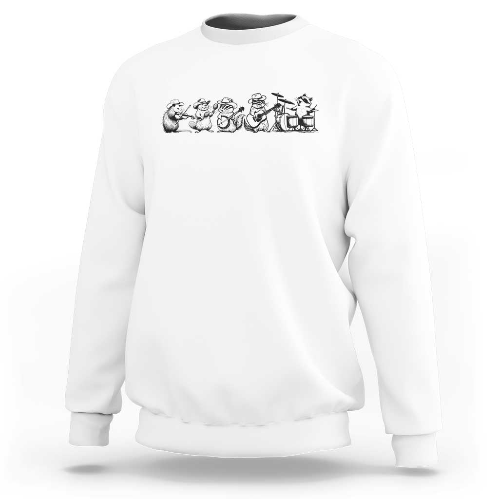 Animal Band Sweatshirt Funny Forest Animals Playing Instruments Vintage Music Lovers - Wonder Print Shop