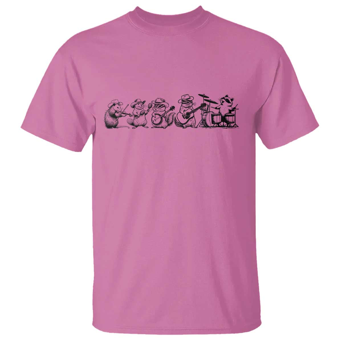 Animal Band T Shirt Funny Forest Animals Playing Instruments Vintage Music Lovers - Wonder Print Shop