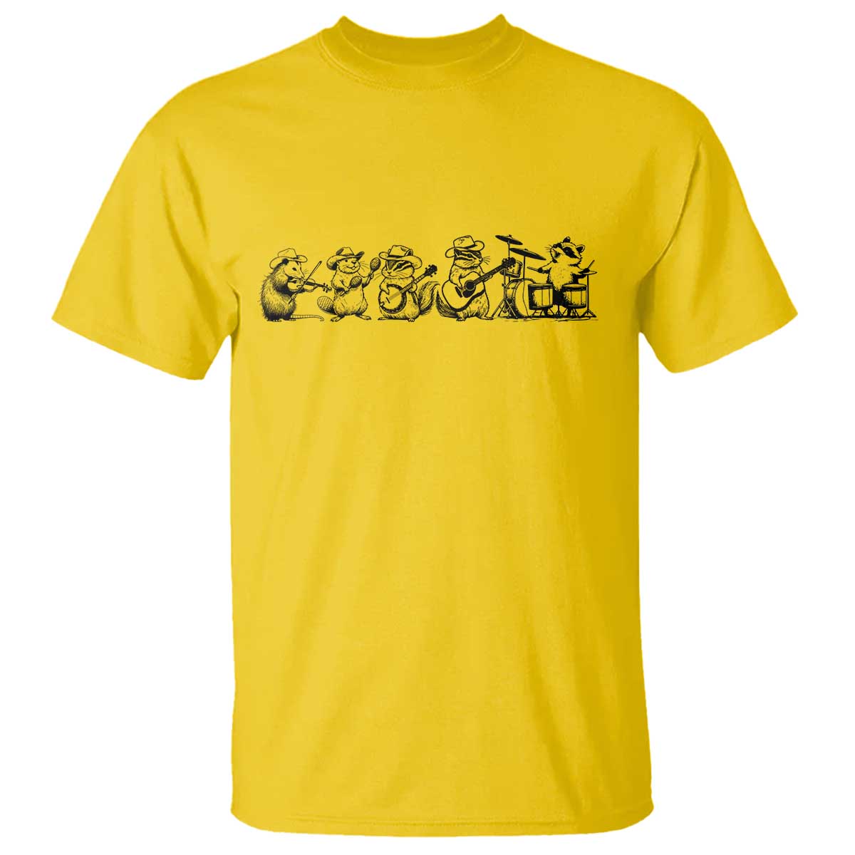 Animal Band T Shirt Funny Forest Animals Playing Instruments Vintage Music Lovers - Wonder Print Shop