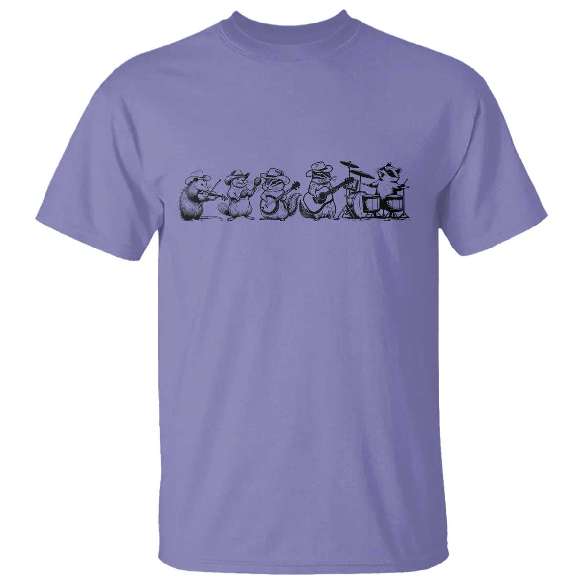 Animal Band T Shirt Funny Forest Animals Playing Instruments Vintage Music Lovers - Wonder Print Shop