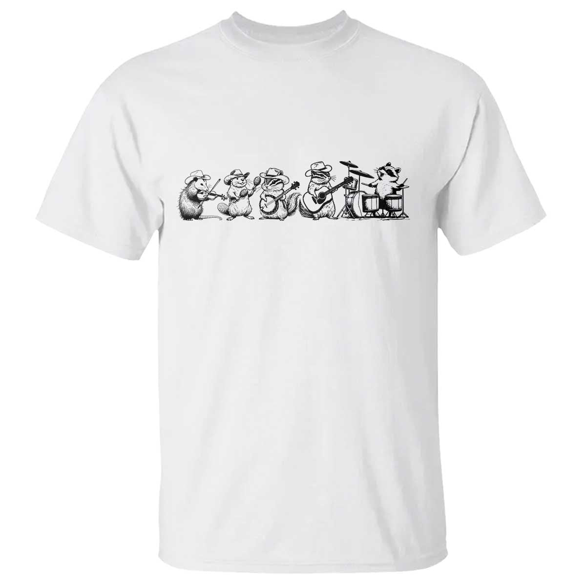 Animal Band T Shirt Funny Forest Animals Playing Instruments Vintage Music Lovers - Wonder Print Shop