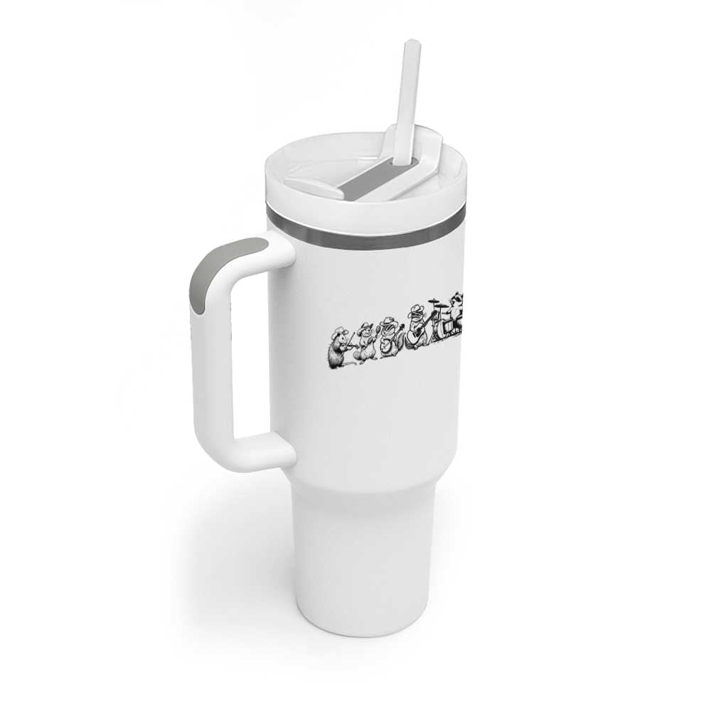 Animal Band Tumbler With Handle Funny Forest Animals Playing Instruments Vintage Music Lovers - Wonder Print Shop