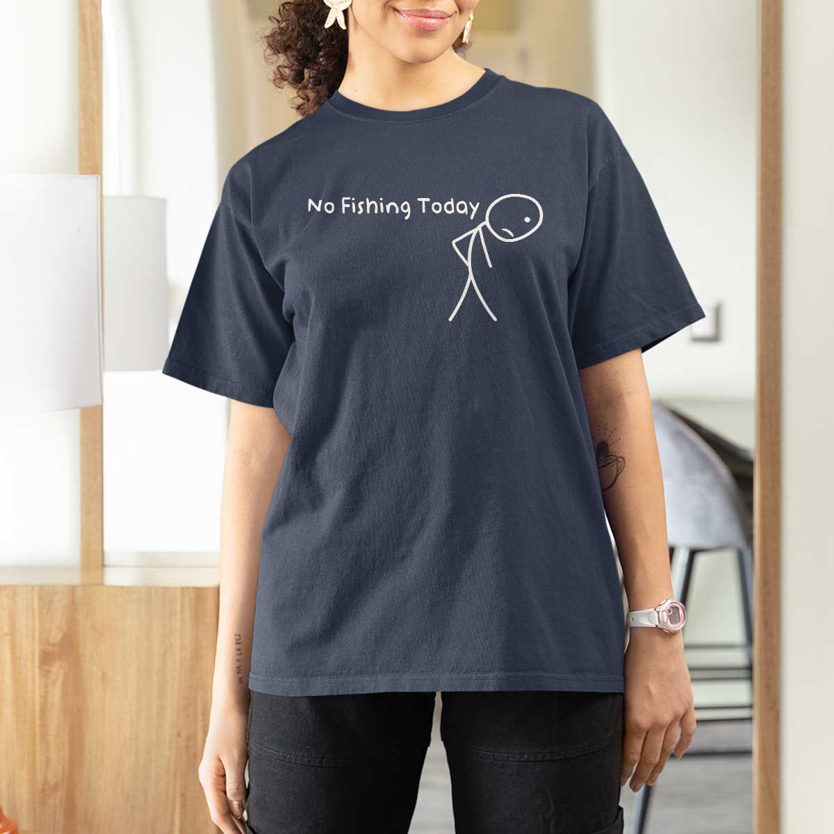 No Fishing Today T Shirt For Women Funny Fishing Gifts Fathers Day - Wonder Print Shop
