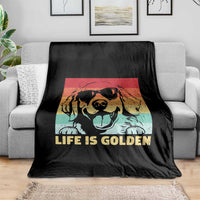 Golden Retriever Dog Throw Blanket Life is Golden Retro Vintage - Wonder Print Shop