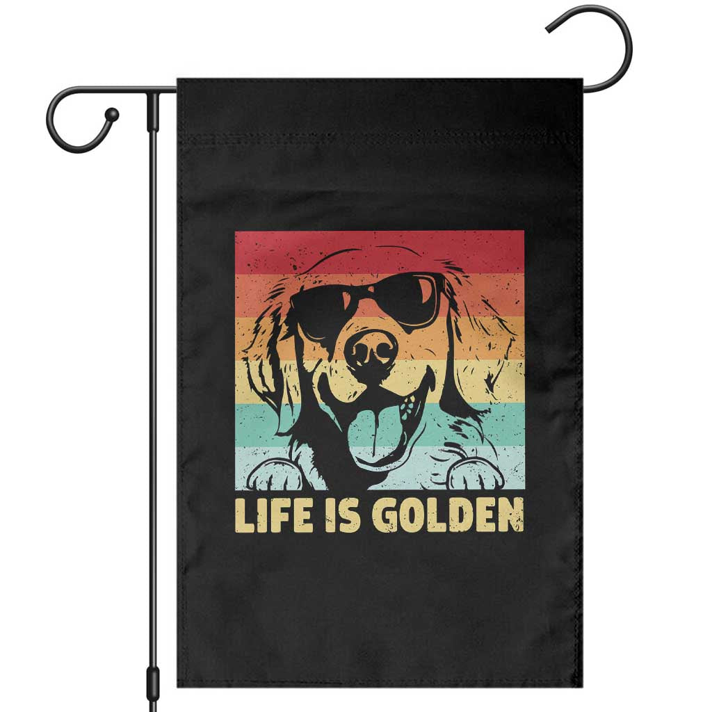 Golden Retriever Dog Garden Flag Life is Golden Retro Vintage - Wonder Print Shop