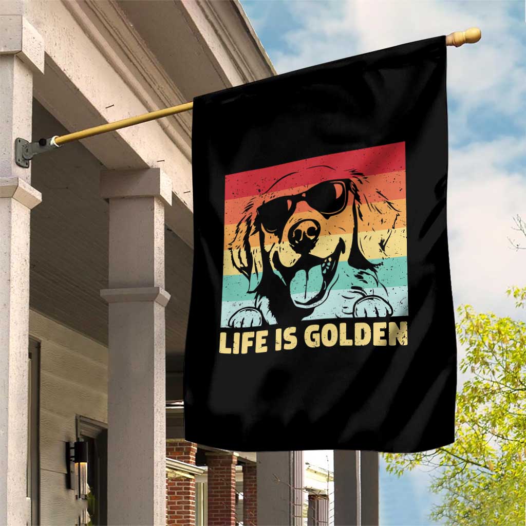 Golden Retriever Dog Garden Flag Life is Golden Retro Vintage - Wonder Print Shop
