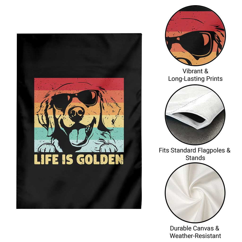 Golden Retriever Dog Garden Flag Life is Golden Retro Vintage - Wonder Print Shop
