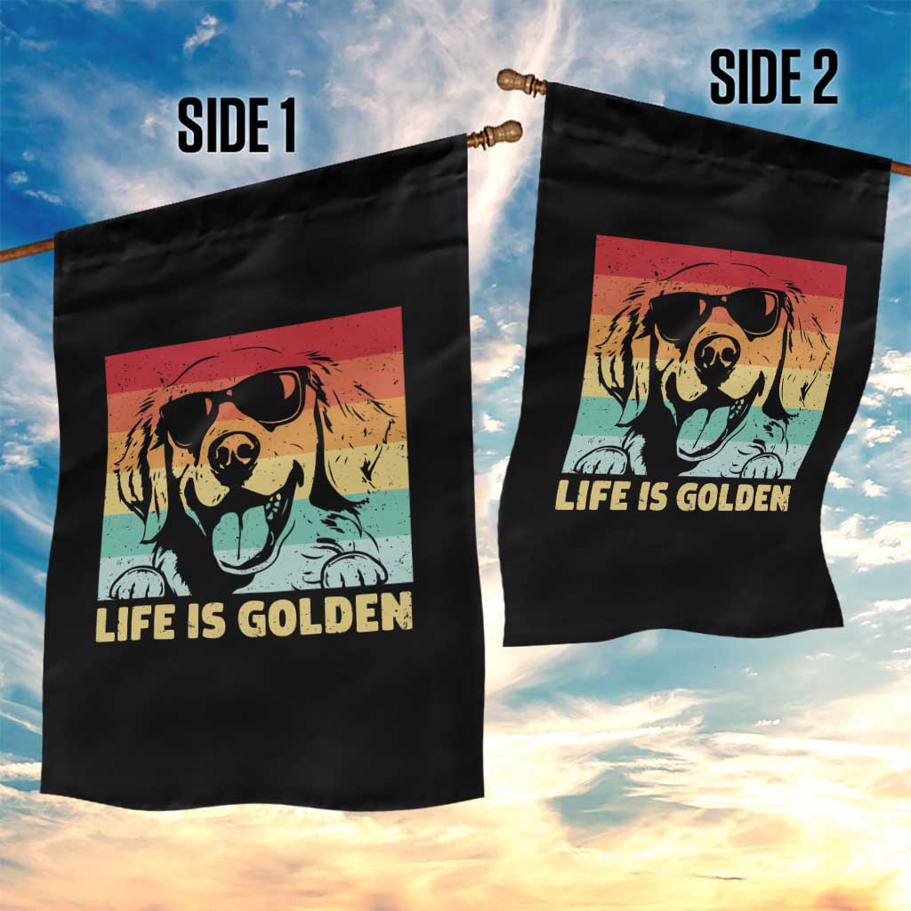 Golden Retriever Dog Garden Flag Life is Golden Retro Vintage - Wonder Print Shop
