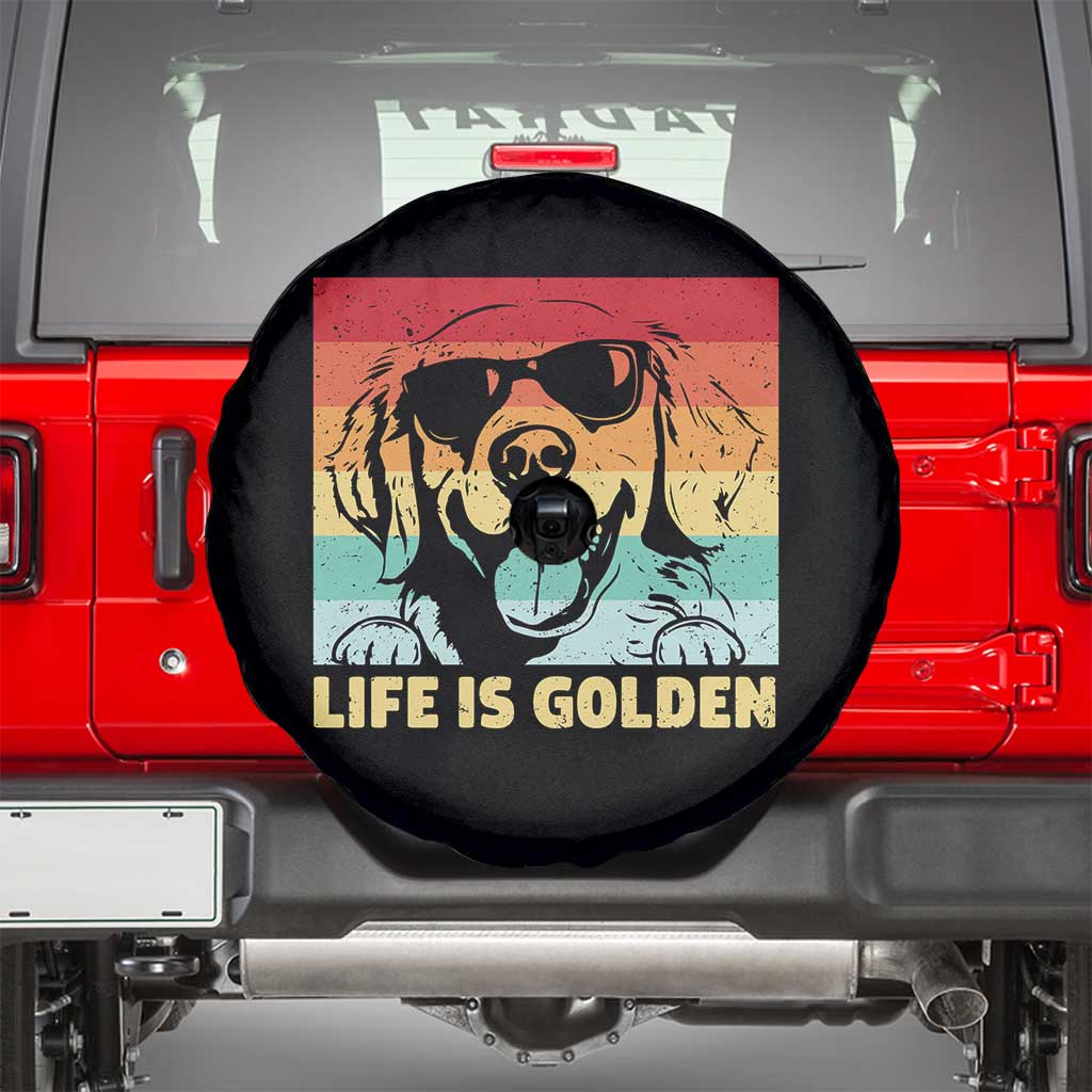 Golden Retriever Dog Spare Tire Cover Life is Golden Retro Vintage - Wonder Print Shop