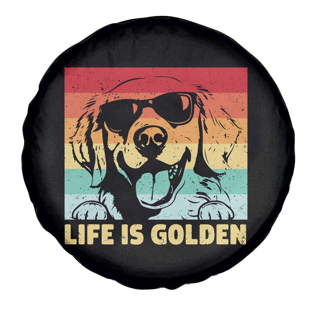 Golden Retriever Dog Spare Tire Cover Life is Golden Retro Vintage - Wonder Print Shop
