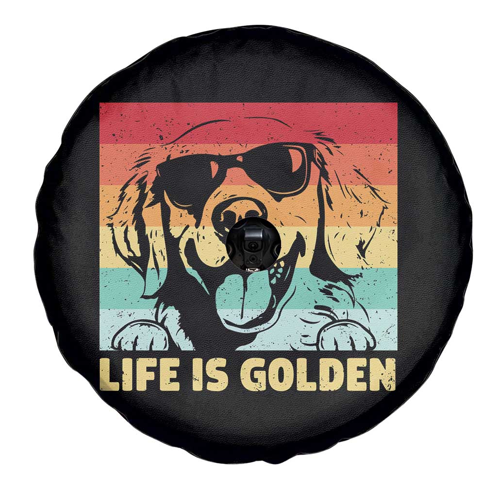 Golden Retriever Dog Spare Tire Cover Life is Golden Retro Vintage - Wonder Print Shop