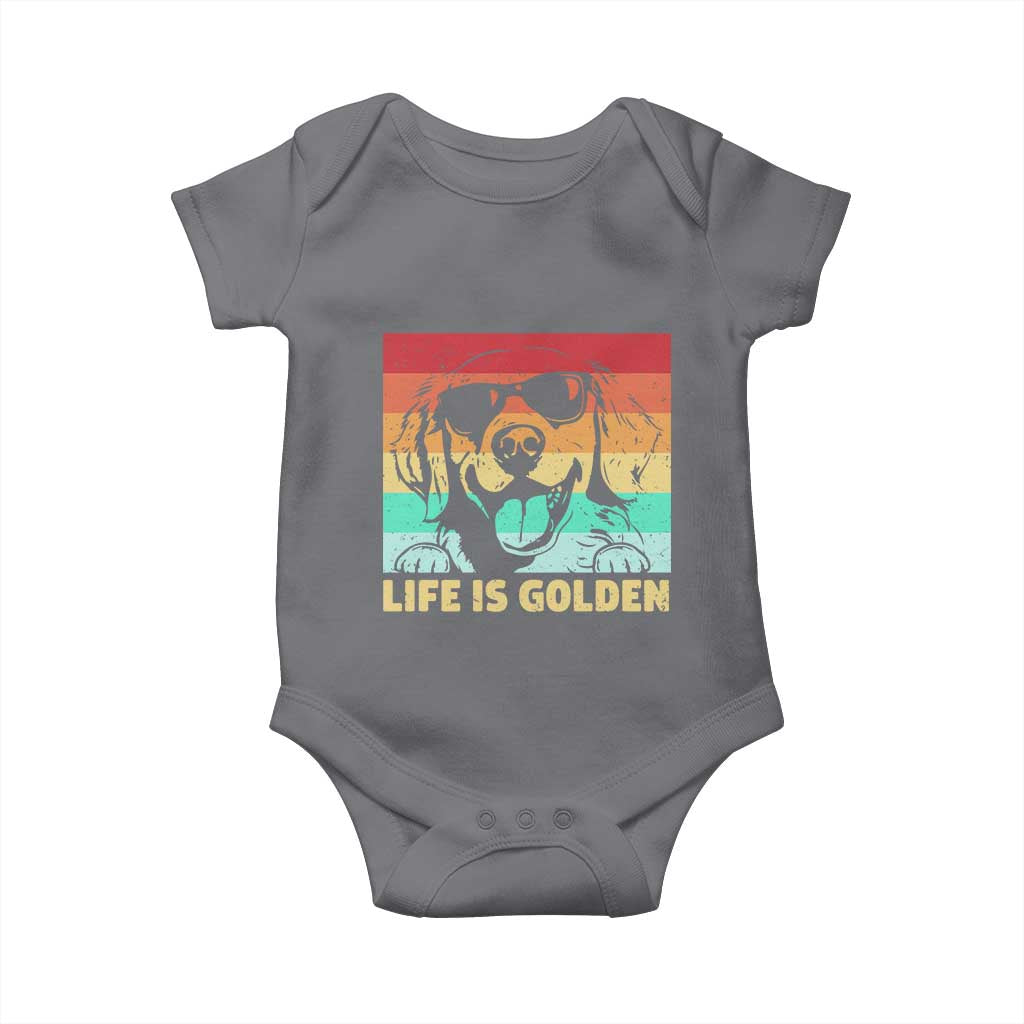 Golden Retriever Dog Baby Onesie Life is Golden Retro Vintage - Wonder Print Shop