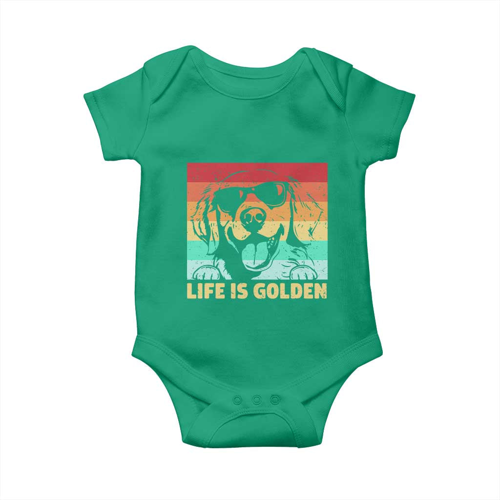 Golden Retriever Dog Baby Onesie Life is Golden Retro Vintage - Wonder Print Shop