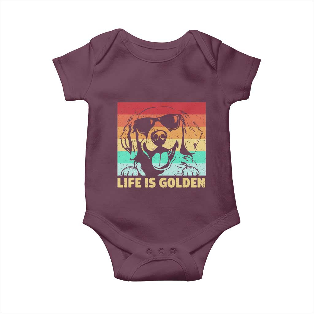Golden Retriever Dog Baby Onesie Life is Golden Retro Vintage - Wonder Print Shop
