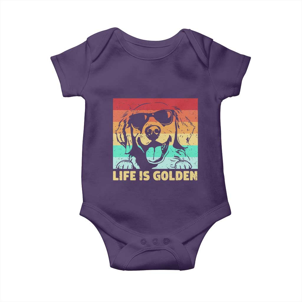 Golden Retriever Dog Baby Onesie Life is Golden Retro Vintage - Wonder Print Shop