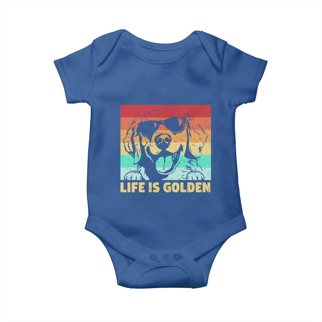 Golden Retriever Dog Baby Onesie Life is Golden Retro Vintage - Wonder Print Shop