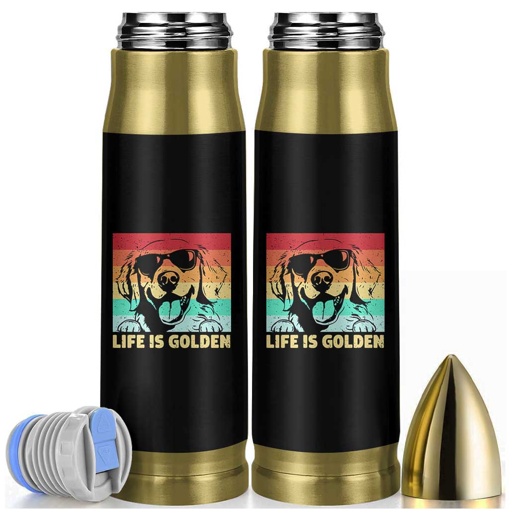 Golden Retriever Dog Bullet Tumbler Life is Golden Retro Vintage - Wonder Print Shop