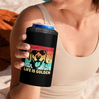 Golden Retriever Dog 4 in 1 Can Cooler Tumbler Life is Golden Retro Vintage - Wonder Print Shop
