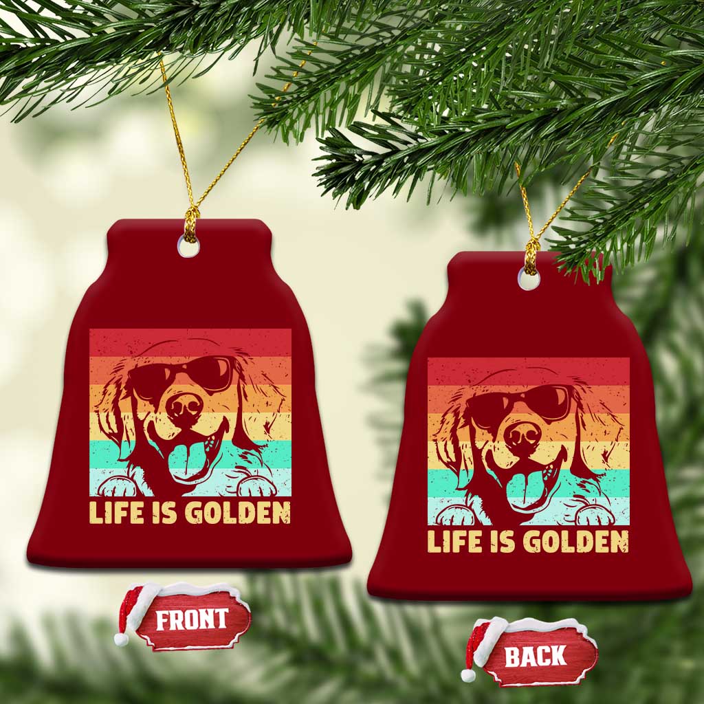Golden Retriever Dog Ceramic Ornament Life is Golden Retro Vintage - Wonder Print Shop