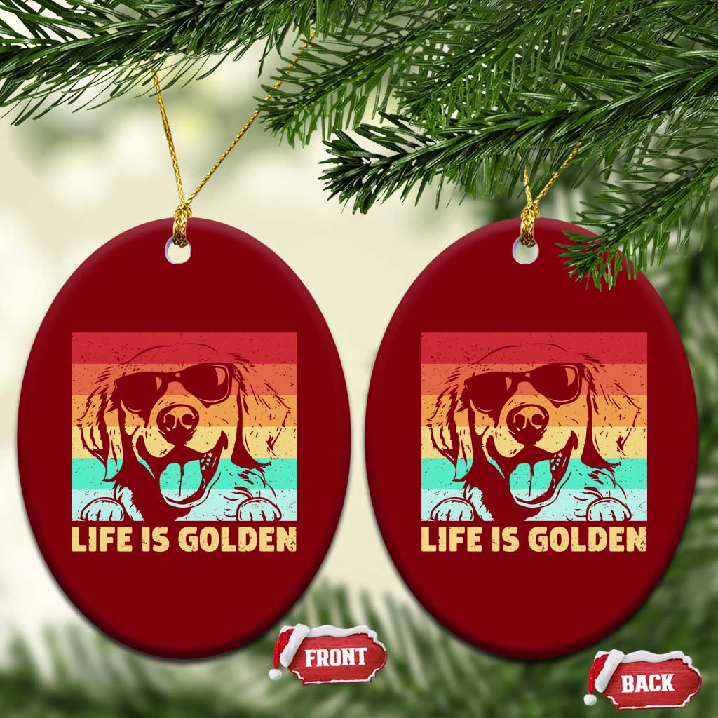 Golden Retriever Dog Ceramic Ornament Life is Golden Retro Vintage - Wonder Print Shop