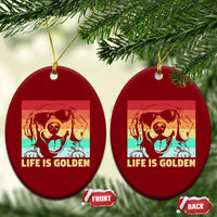 Golden Retriever Dog Ceramic Ornament Life is Golden Retro Vintage - Wonder Print Shop