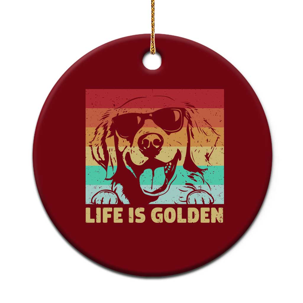 Golden Retriever Dog Ceramic Ornament Life is Golden Retro Vintage - Wonder Print Shop