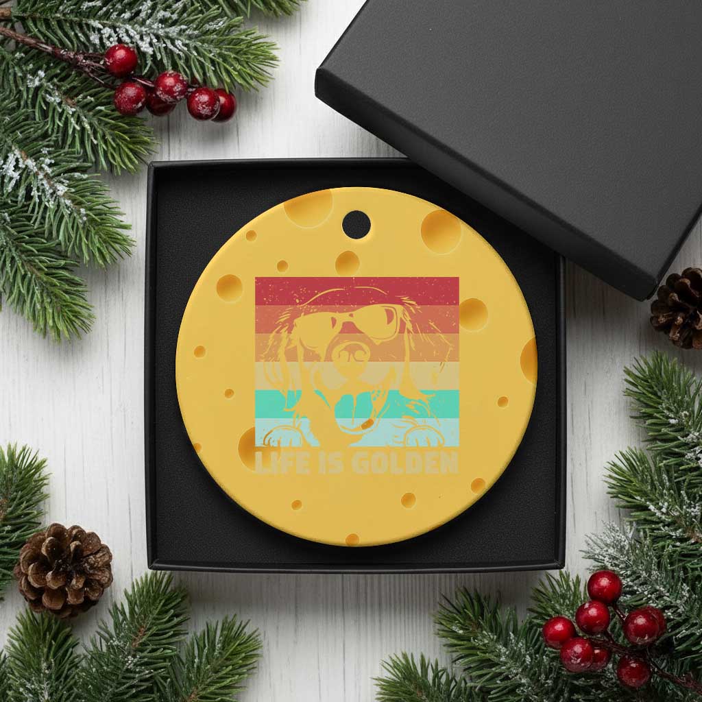 Golden Retriever Dog Ceramic Ornament Life is Golden Retro Vintage - Wonder Print Shop