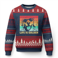 Golden Retriever Dog Ugly Christmas Sweater Life is Golden Retro Vintage - Wonder Print Shop