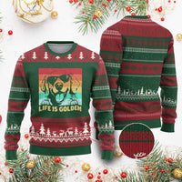 Golden Retriever Dog Ugly Christmas Sweater Life is Golden Retro Vintage - Wonder Print Shop