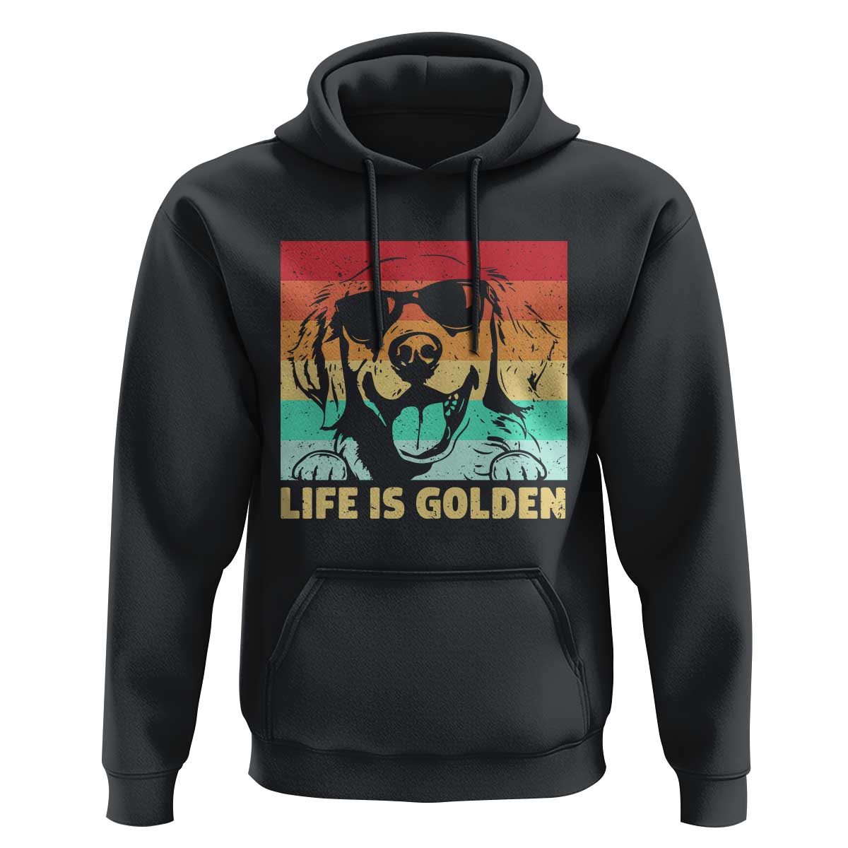 Golden Retriever Dog Hoodie Life is Golden Retro Vintage - Wonder Print Shop
