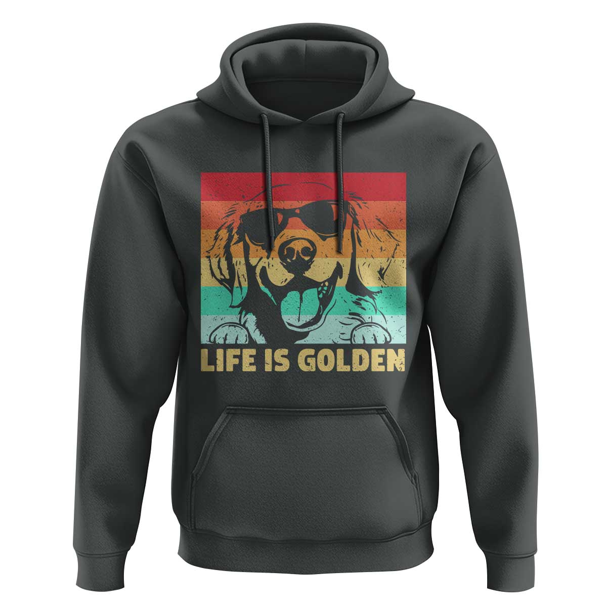Golden Retriever Dog Hoodie Life is Golden Retro Vintage - Wonder Print Shop