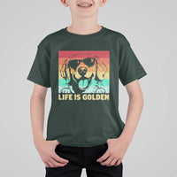 Golden Retriever Dog T Shirt For Kid Life is Golden Retro Vintage - Wonder Print Shop