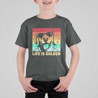 Golden Retriever Dog T Shirt For Kid Life is Golden Retro Vintage - Wonder Print Shop