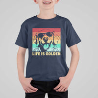 Golden Retriever Dog T Shirt For Kid Life is Golden Retro Vintage - Wonder Print Shop