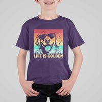 Golden Retriever Dog T Shirt For Kid Life is Golden Retro Vintage - Wonder Print Shop