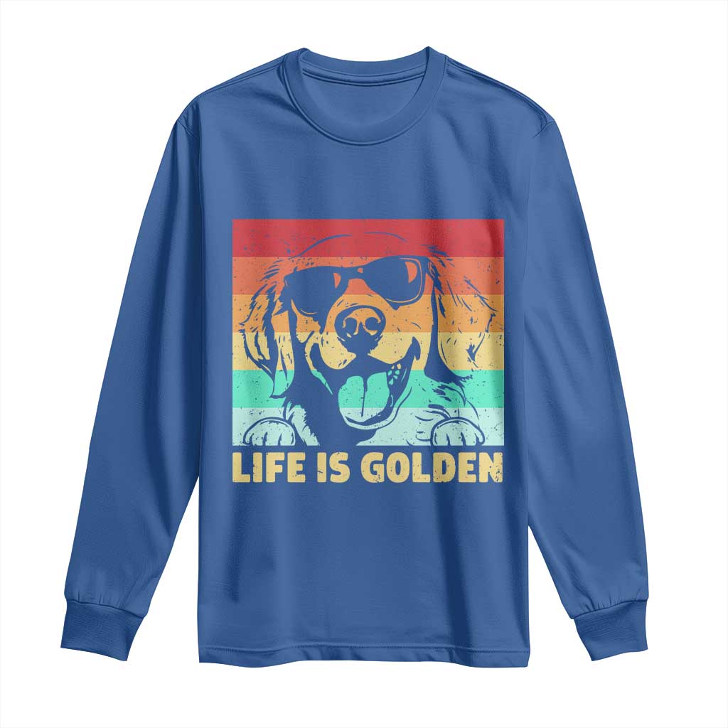 Golden Retriever Dog Long Sleeve Shirt Life is Golden Retro Vintage - Wonder Print Shop