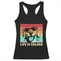 Golden Retriever Dog Racerback Tank Top Life is Golden Retro Vintage - Wonder Print Shop