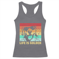 Golden Retriever Dog Racerback Tank Top Life is Golden Retro Vintage - Wonder Print Shop