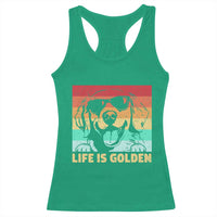 Golden Retriever Dog Racerback Tank Top Life is Golden Retro Vintage - Wonder Print Shop