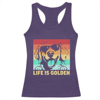 Golden Retriever Dog Racerback Tank Top Life is Golden Retro Vintage - Wonder Print Shop