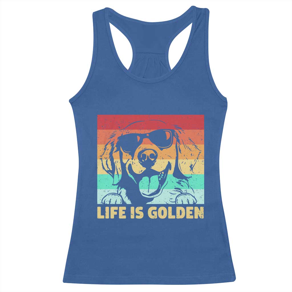 Golden Retriever Dog Racerback Tank Top Life is Golden Retro Vintage - Wonder Print Shop