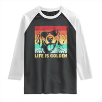 Golden Retriever Dog Raglan Shirt Life is Golden Retro Vintage - Wonder Print Shop