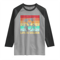 Golden Retriever Dog Raglan Shirt Life is Golden Retro Vintage - Wonder Print Shop