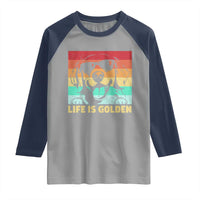 Golden Retriever Dog Raglan Shirt Life is Golden Retro Vintage - Wonder Print Shop