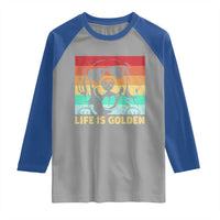 Golden Retriever Dog Raglan Shirt Life is Golden Retro Vintage - Wonder Print Shop